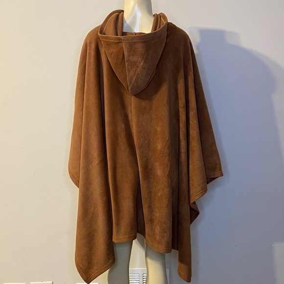 Awesome Wear Brown Hooded Poncho One Size Plus - Picture 5 of 6